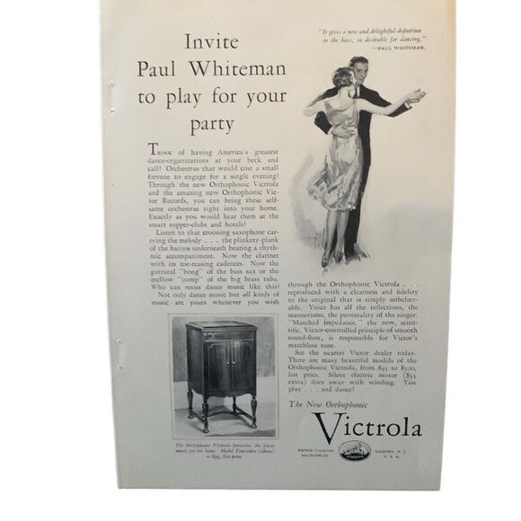 Vintage 1927 Victrola Paul Whiteman Ad Advertisement - Picture 3 of 3